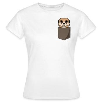 Lustiges Erdmännchen In Brusttasche Print Geschenk - Frauen T-Shirt - Weiß - Vorne - AI Model Female 172 dark (172cm)