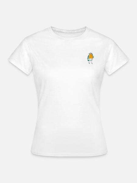 Rotkehlchen Aquarell - Frauen T-Shirt - Weiß