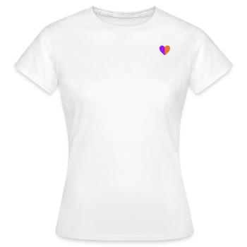 Zweifarbiges Herz lila-orange - Frauen T-Shirt - Weiß - Vorne - AI Model Female 172 dark (172cm)