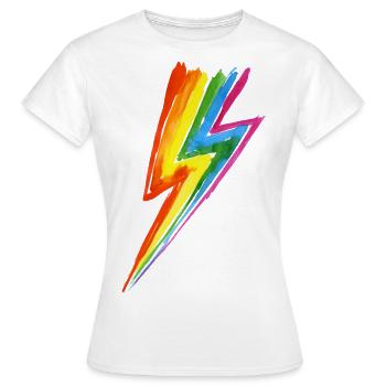Regenbogen Power Blitz - Hit by rainbow lightning! - Frauen T-Shirt - Weiß - Vorne - AI Model Female 172 dark (172cm)