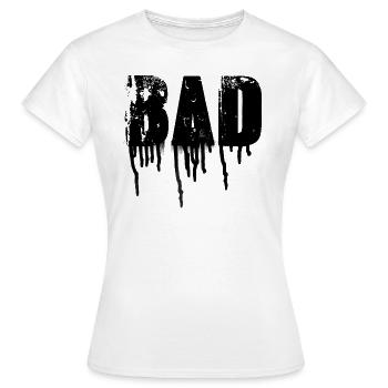 bad,font,black,graffiti,typo,stencil - Women's T-Shirt - white - Front - AI Model Female 172 dark (172cm)