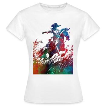 Cavalier sport art #rider #horse #sport - T-shirt Femme - blanc - Devant - AI Model Female 172 dark (172cm)