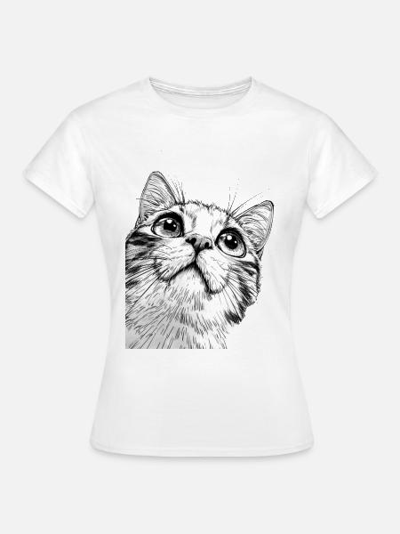 Schwarz-Weiß Mickey Katze - Frauen T-Shirt - Weiß
