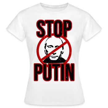 Arrêtez Poutine - T-shirt Femme - blanc - Devant - AI Model Female 172 dark (172cm)