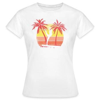 Gimnasta Chica en Balance Beam Summer Sunset 80s - T-shirt Femme - blanc - Devant - AI Model Female 172 dark (172cm)