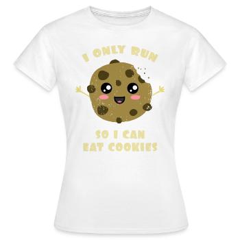 Solo corro para poder comer galletas - T-shirt Femme - blanc - Devant - AI Model Female 172 dark (172cm)
