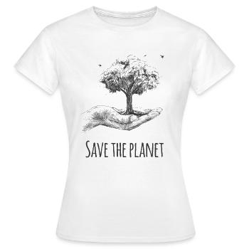 save the planet - Frauen T-Shirt - Weiß - Vorne - AI Model Female 172 dark (172cm)