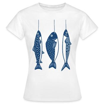 Fish on the hook - Women's T-Shirt - white - Front - AI Model Female 172 dark (172cm)