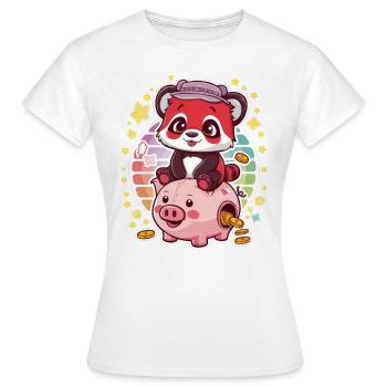Panda Kawaii Rouge avec Tirelire - T-shirt Femme - blanc - Devant - AI Model Female 172 dark (172cm)