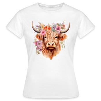Hochlandkuh, Western, Landleben, Süden - Frauen T-Shirt - Weiß - Vorne - AI Model Female 172 dark (172cm)