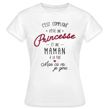 Princesse et maman a la fois, c'est compliqué - T-shirt Femme - blanc - Devant - AI Model Female 172 dark (172cm)