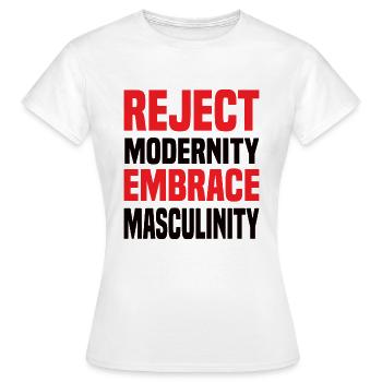 Rejeter la modernité Embrasser la masculinité Sigma Masculin - T-shirt Femme - blanc - Devant - AI Model Female 172 dark (172cm)