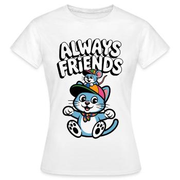 Amitié du chat et de la souris - T-shirt Femme - blanc - Devant - AI Model Female 172 dark (172cm)