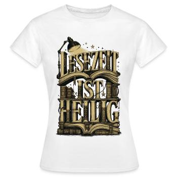 Lesezeit ist heilig Bücher Lesen Buch Bildung - Frauen T-Shirt - Weiß - Vorne - AI Model Female 172 dark (172cm)