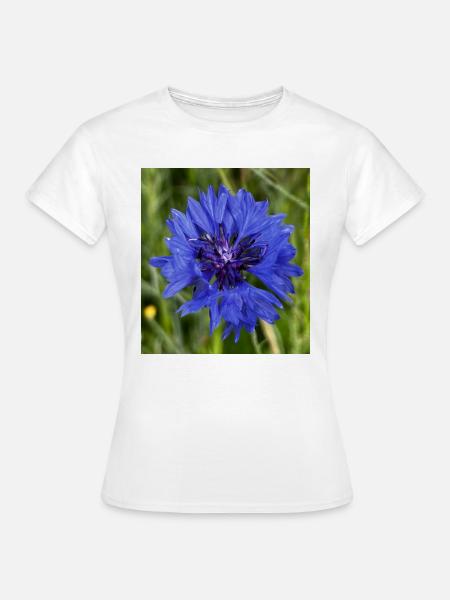 Blaue Kornblume Nahaufnahme - Frauen T-Shirt - Weiß