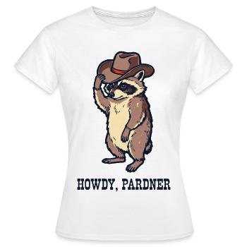 Waschbär-Rancher mit Cowboyhut - Frauen T-Shirt - Weiß - Vorne - AI Model Female 172 dark (172cm)
