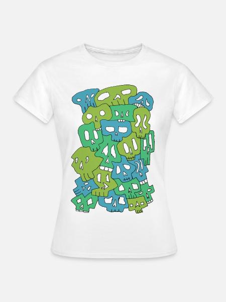Skulls (Greens) - Frauen T-Shirt - Weiß