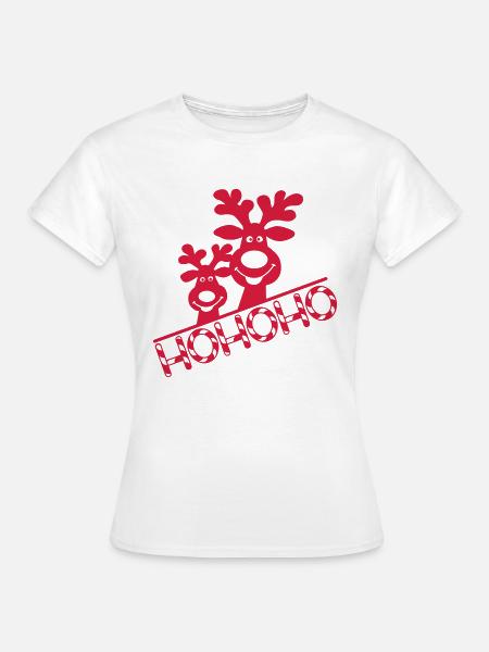 Elche Hohoho Weihnachten Ugly Christmas Rentiere - Frauen T-Shirt - Weiß