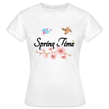 Spring - Seasons - Birds - Kish Blossom - Women's T-Shirt - white - Front - AI Model Female 172 dark (172cm)