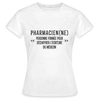 Pharmacien(ne Définition Drôle Idée Cadeau Médecin - T-shirt Femme - blanc - Devant - AI Model Female 172 dark (172cm)