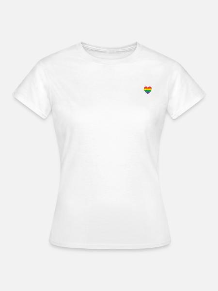 MINIMALISM RAINBOW HEART - Frauen T-Shirt - Weiß