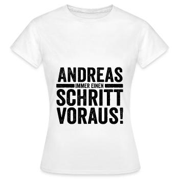 Prénom Andreas - T-shirt Femme - blanc - Devant - AI Model Female 172 dark (172cm)