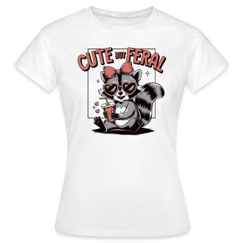 Raton laveur effronté – Mignon, mais sauvage ! - T-shirt Femme - blanc - Devant - AI Model Female 172 dark (172cm)