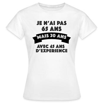 Anniversaire 65 ans - T-shirt Femme - blanc - Devant - AI Model Female 172 dark (172cm)