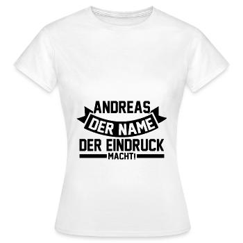 Prénom Andreas - T-shirt Femme - blanc - Devant - AI Model Female 172 dark (172cm)