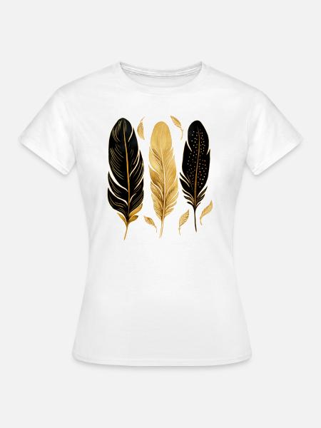 Goldene Federn - Frauen T-Shirt - Weiß