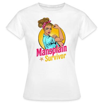 Mansplain Survivor - Frauen T-Shirt - Weiß - Vorne - AI Model Female 172 dark (172cm)