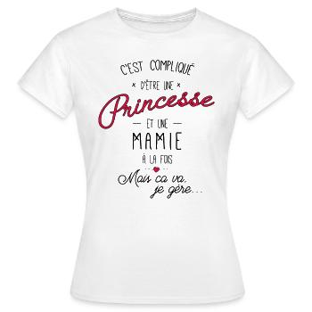 Princesse et mamie coeur - T-shirt Femme - blanc - Devant - AI Model Female 172 dark (172cm)