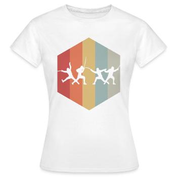 Cadeau d'escrime rétro Degen Duel combat à l'épée - T-shirt Femme - blanc - Devant - AI Model Female 172 dark (172cm)