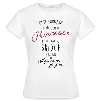 princesse et Bridge - T-shirt Femme - blanc - Devant - AI Model Female 172 dark (172cm)