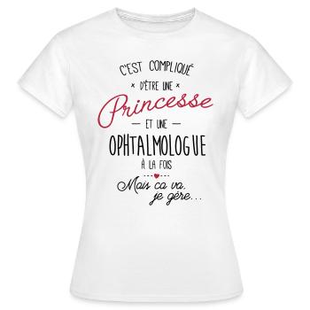 princesse et ophtalmologue - T-shirt Femme - blanc - Devant - AI Model Female 172 dark (172cm)