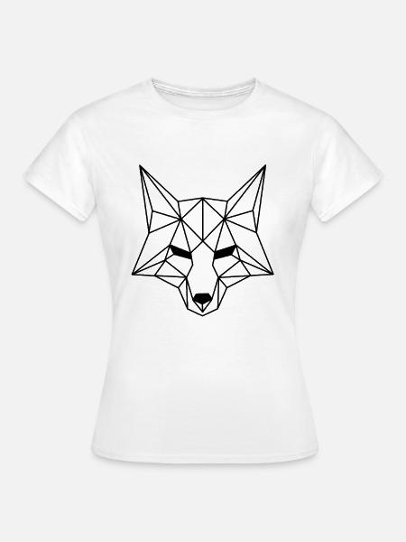 Schwarz Weiß Fuchs Illustration Polygon Design - Frauen T-Shirt - Weiß