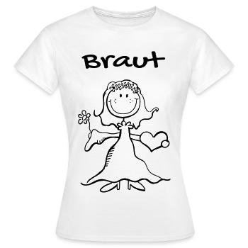 Braut Strichmännchen mit Herz - Hochzeit - heirat - Frauen T-Shirt - Weiß - Vorne - AI Model Female 172 dark (172cm)