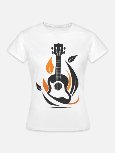 Ukulele Zeichnung - Frauen T-Shirt - Weiß