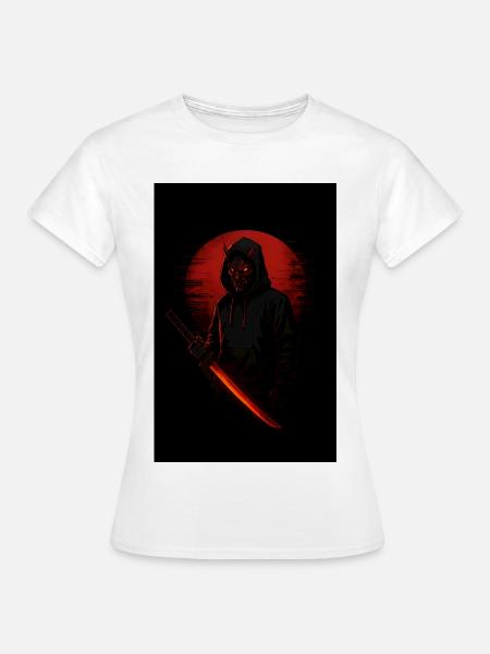 Dämon Maske Samurai Nacht Design - Frauen T-Shirt - Weiß