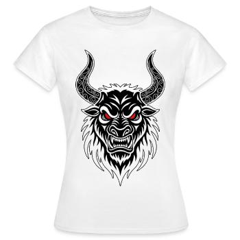 Fighting Bull Totem Horns Ornate Red Eyes - Women's T-Shirt - white - Front - AI Model Female 172 dark (172cm)
