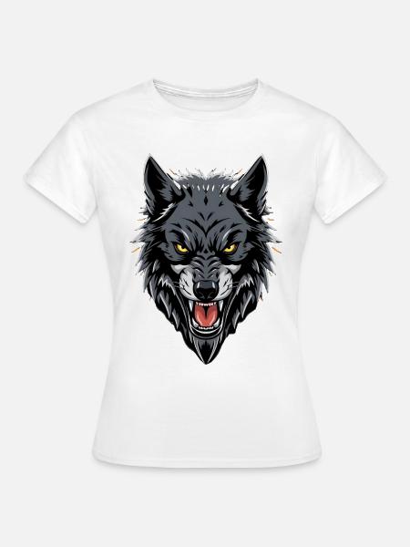 Aggressiver Wolf - Frauen T-Shirt - Weiß