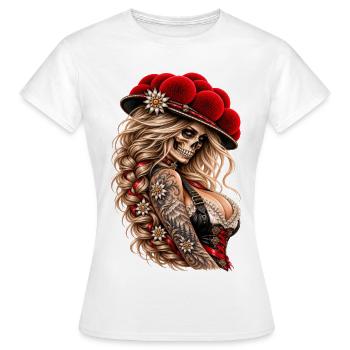 Wild Skull Queen – Schwarzwald Rebellin - Frauen T-Shirt - Weiß - Vorne - AI Model Female 172 dark (172cm)