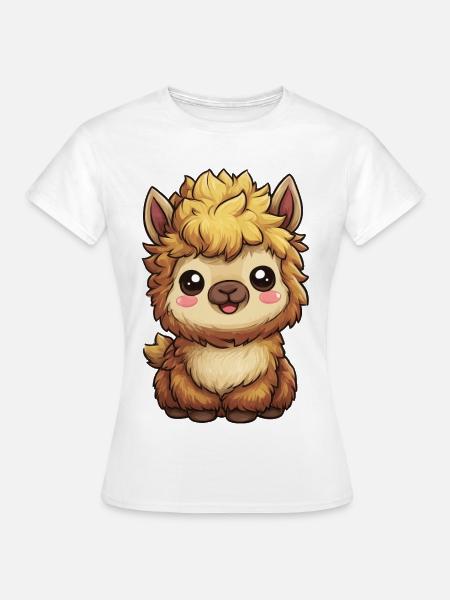 Kuschelige Alpaka-Karikatur - Frauen T-Shirt - Weiß