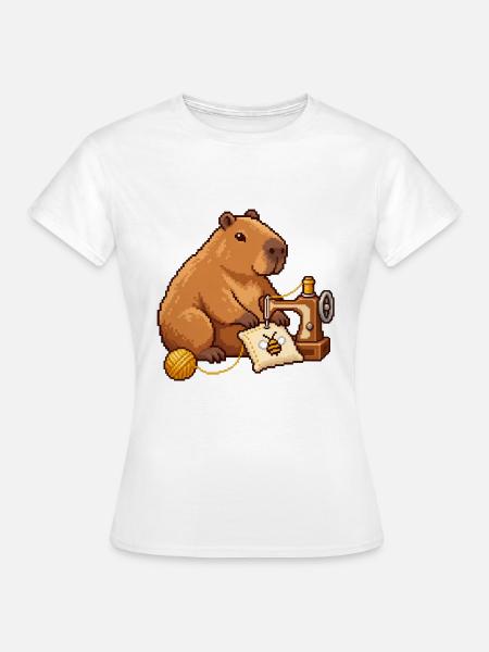 Capybara Pixel Art Designerin – Näherin - Frauen T-Shirt - Weiß