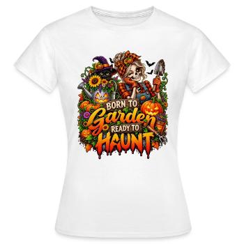 Geboren zum Gärtnern, bereit zu spuken - Frauen T-Shirt - Weiß - Vorne - AI Model Female 172 dark (172cm)