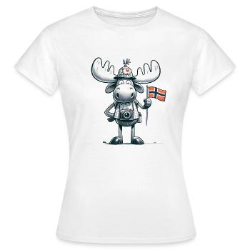 Norwegen-Enthusiast Elch - Frauen T-Shirt - Weiß - Vorne - AI Model Female 172 dark (172cm)