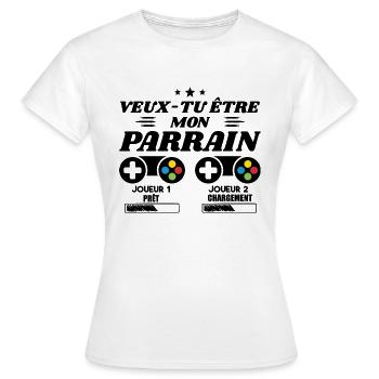 Do you want to be my godfather, Gamer godfather request - Women's T-Shirt - white - Front - AI Model Female 172 dark (172cm)