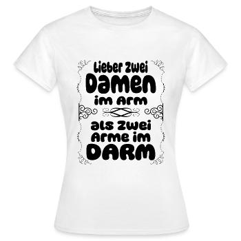 Deux Dames Dans Les Bras Humour Drôle Dire Homme Fête - T-shirt Femme - blanc - Devant - AI Model Female 172 dark (172cm)