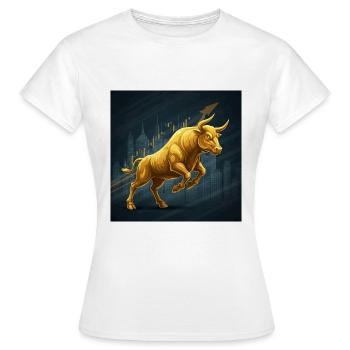 Taureau de trading doré - T-shirt Femme - blanc - Devant - AI Model Female 172 dark (172cm)