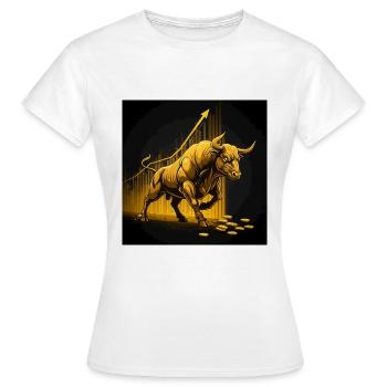 Golden Bull - Succès, Richesse, Argent, Marché boursier - T-shirt Femme - blanc - Devant - AI Model Female 172 dark (172cm)